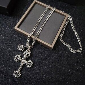 Chrome Hearts Cross Dice Silver Necklace